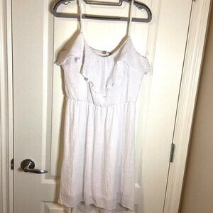 Reitmans Women's White Mini Cold-Shoulder Lined Dress Cottage-core
